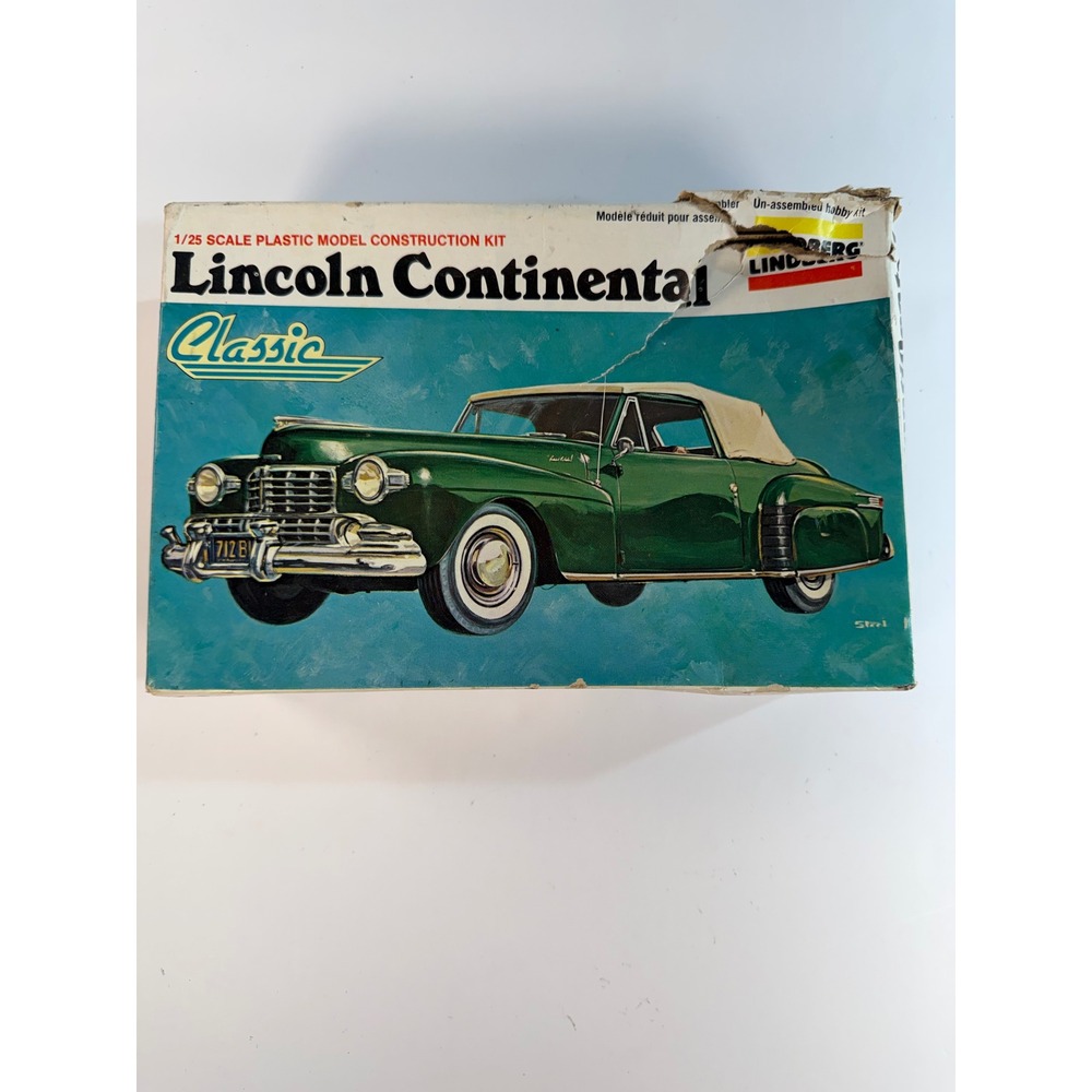 Lindberg 1/25 Lincoln Continental Classic Model Kit No 370 Vintage 1948 Car